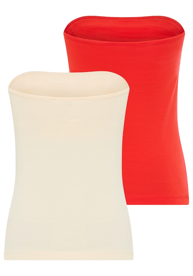 Melrose Bandeautop 2er-Pack, mit Raffung an der Naht, durchgestepptes Rumpfabschluss