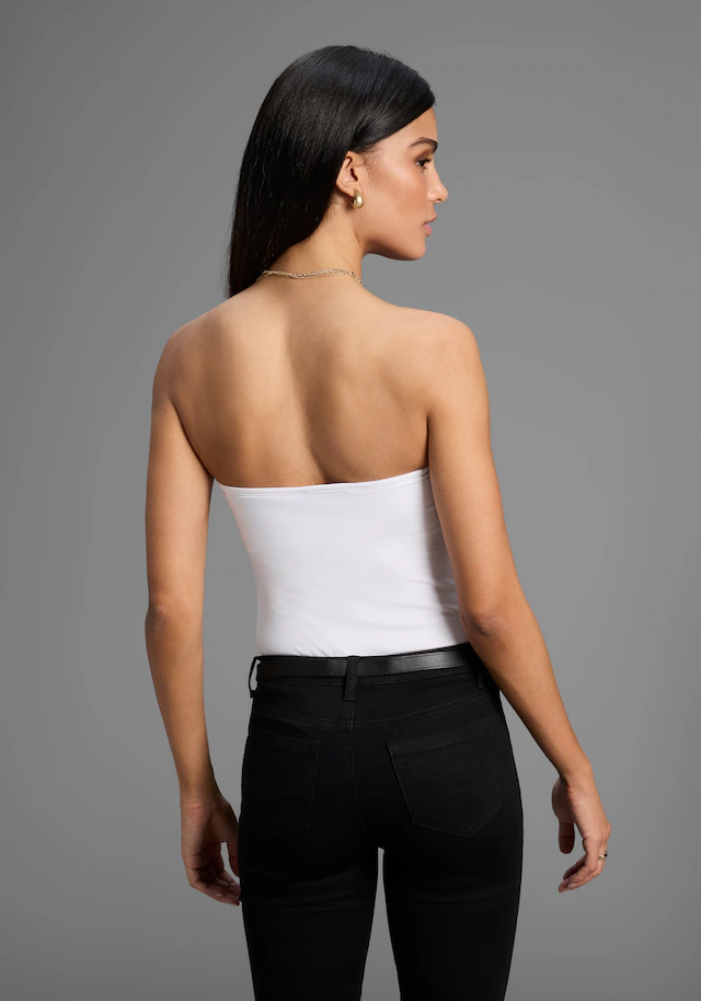 Melrose Bandeautop 2er-Pack, mit Raffung an der Naht, durchgestepptes Rumpfabschluss