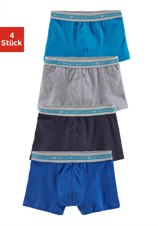 AUTHENTIC LE JOGGER Boxer »Boxershorts für Jungen« Packung, 4 Stk. unifarben, mit Logobund, Baumwollmischung