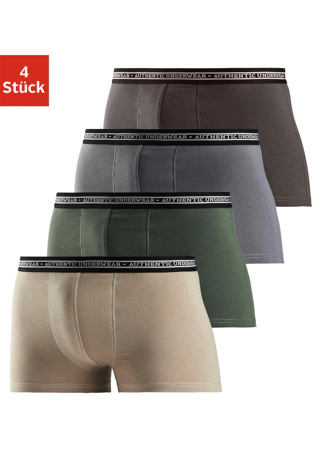 AUTHENTIC LE JOGGER Boxer »Boxershorts für Herren« Packung, 4 Stk. , schwarzer Webbund mit Logoschriftzug