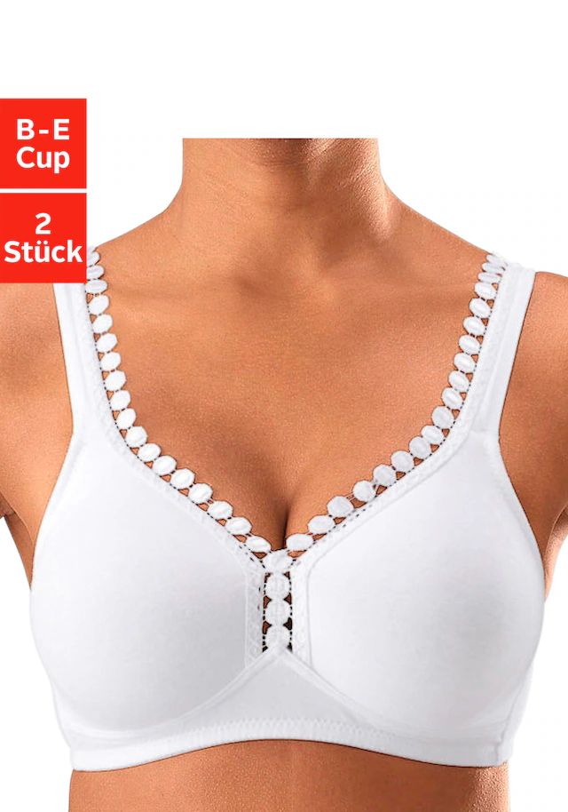 petite fleur by Lascana Soft-BH », BH ohne Bügel, Baumwoll-BH« Packung, große Größen, bequemer BH
