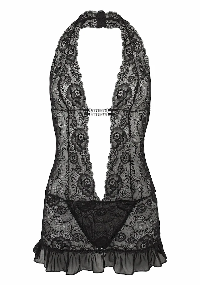 LASCANA Neckholder-Body », Spitzenbody, Body ohne Bügel, Body, Negligé in transparenter Optik« , sexy Unterwäsche, sexy Dessous, Reizwäsche Damen