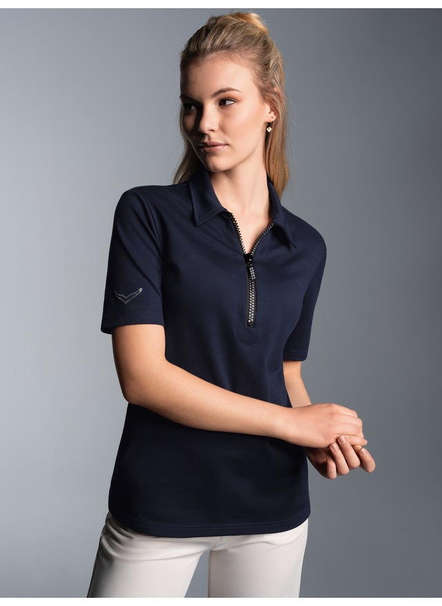 Trigema Poloshirt »TRIGEMA Slim Fit Poloshirt mit Kristallsteinen« 1 Stk.