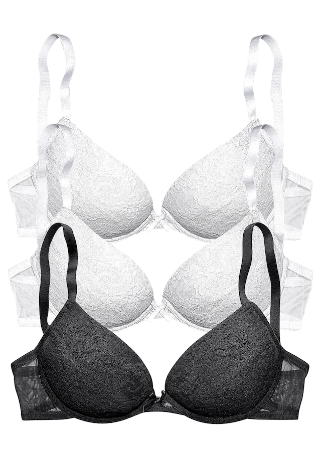 petite fleur by Lascana Push-up-BH Packung, 3 Stück, mit Bügel und herausnehmbaren Kissen, Dessous