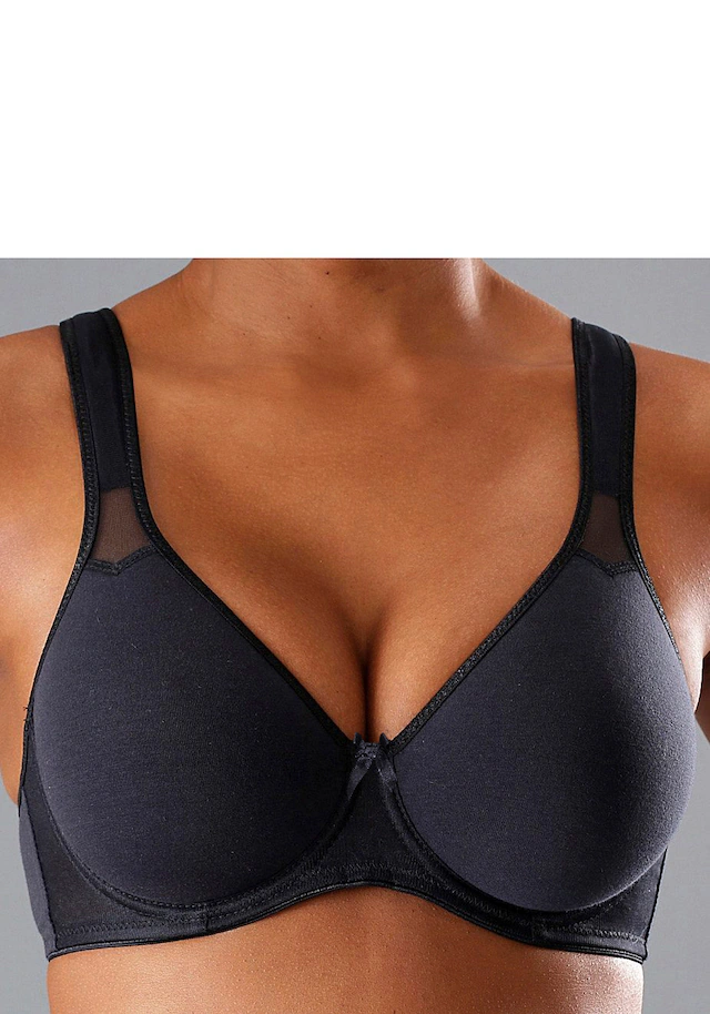 petite fleur by Lascana T-Shirt-BH », BH mit Bügel, Baumwoll-BH« Packung, mit Netzeinsätzen, aus Baumwolle, große Größen, bequemer BH