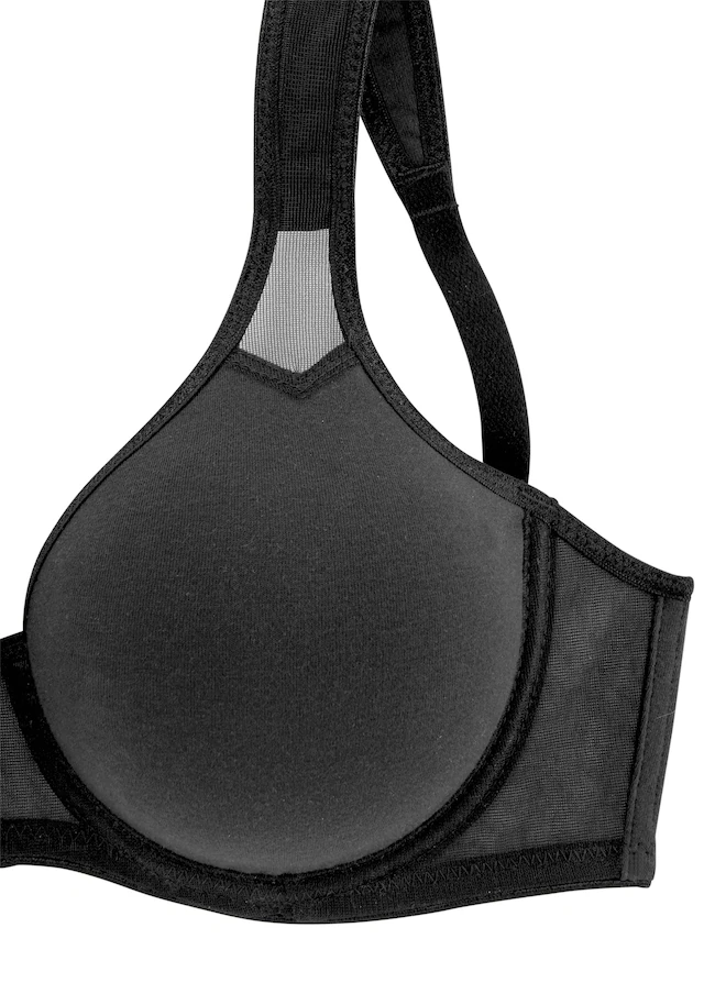 petite fleur by Lascana T-Shirt-BH », BH mit Bügel, Baumwoll-BH« Packung, mit Netzeinsätzen, aus Baumwolle, große Größen, bequemer BH