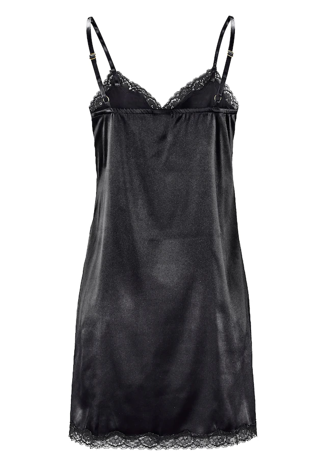 LASCANA Negligé aus edlem Satin-Stretch mit verführerischer Spitze