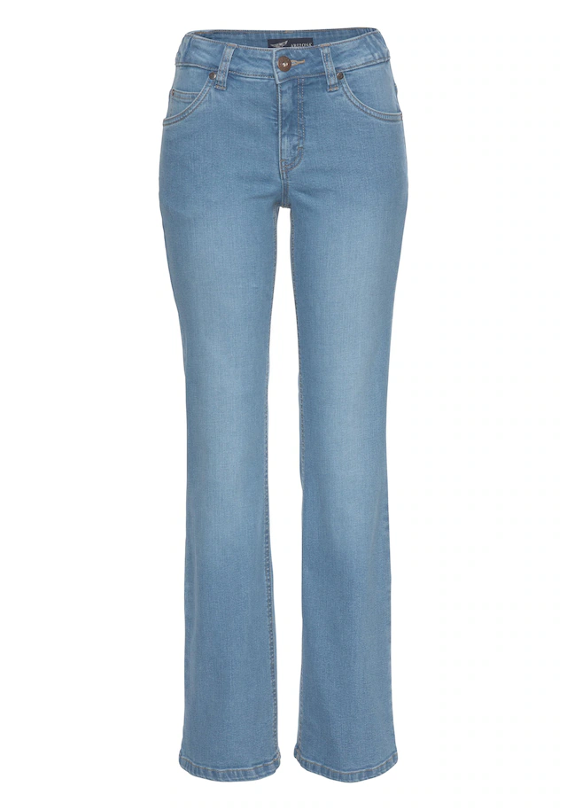 Arizona Bootcut-Jeans »Bund mit seitlichem Gummizugeinsatz« hohe Leibhöhe, Bootcut, mit Stretch, klassischer 5-Pocket-Style