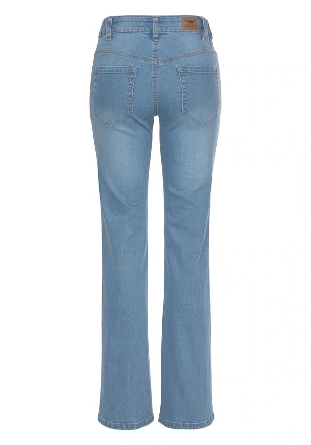 Arizona Bootcut-Jeans »Bund mit seitlichem Gummizugeinsatz« hohe Leibhöhe, Bootcut, mit Stretch, klassischer 5-Pocket-Style