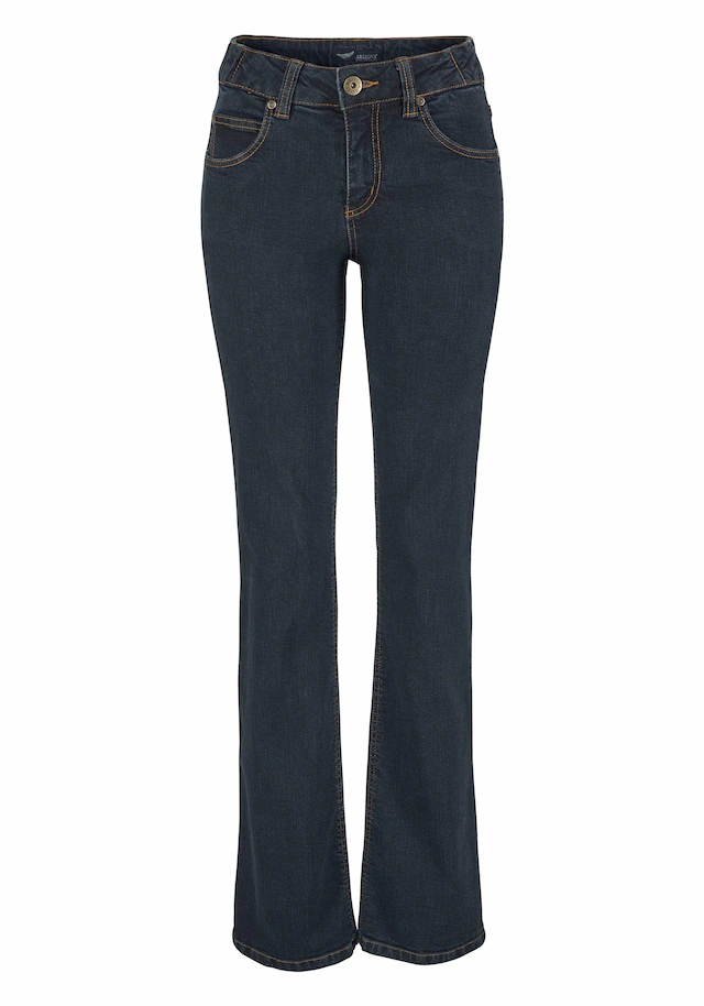 Arizona Bootcut-Jeans »Bund mit seitlichem Gummizugeinsatz« hohe Leibhöhe, Bootcut, mit Stretch, klassischer 5-Pocket-Style