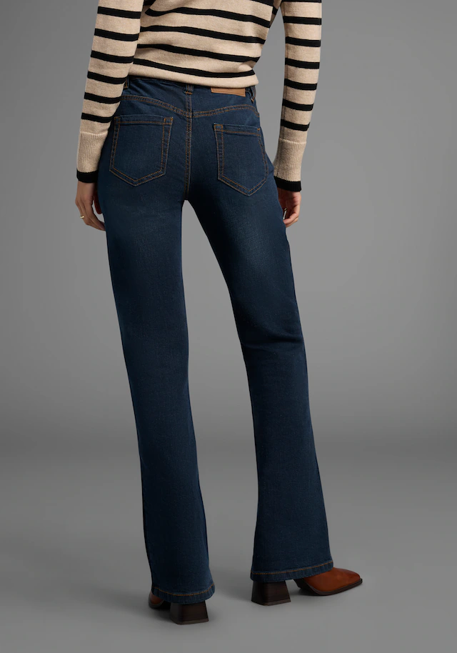 Arizona Bootcut-Jeans »Bund mit seitlichem Gummizugeinsatz« hohe Leibhöhe, Bootcut, mit Stretch, klassischer 5-Pocket-Style