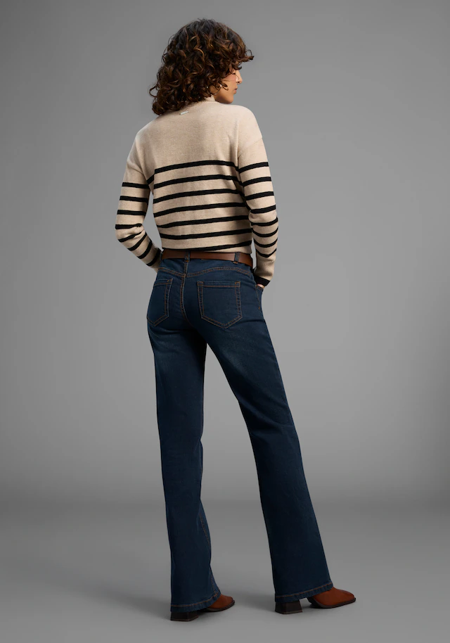 Arizona Bootcut-Jeans »Bund mit seitlichem Gummizugeinsatz« hohe Leibhöhe, Bootcut, mit Stretch, klassischer 5-Pocket-Style