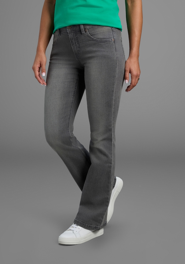 Arizona Bootcut-Jeans »Bund mit seitlichem Gummizugeinsatz« hohe Leibhöhe, Bootcut, mit Stretch, klassischer 5-Pocket-Style