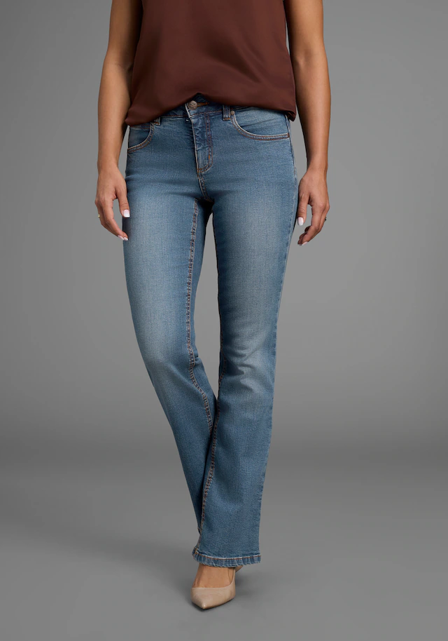 Arizona Bootcut-Jeans »Bund mit seitlichem Gummizugeinsatz« hohe Leibhöhe, Bootcut, mit Stretch, klassischer 5-Pocket-Style