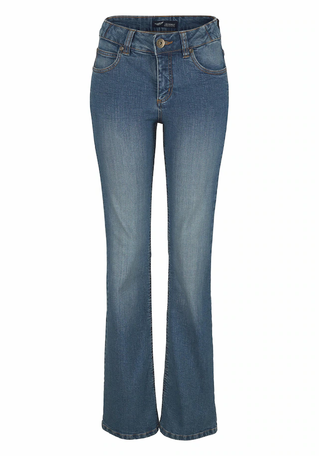 Arizona Bootcut-Jeans »Bund mit seitlichem Gummizugeinsatz« hohe Leibhöhe, Bootcut, mit Stretch, klassischer 5-Pocket-Style