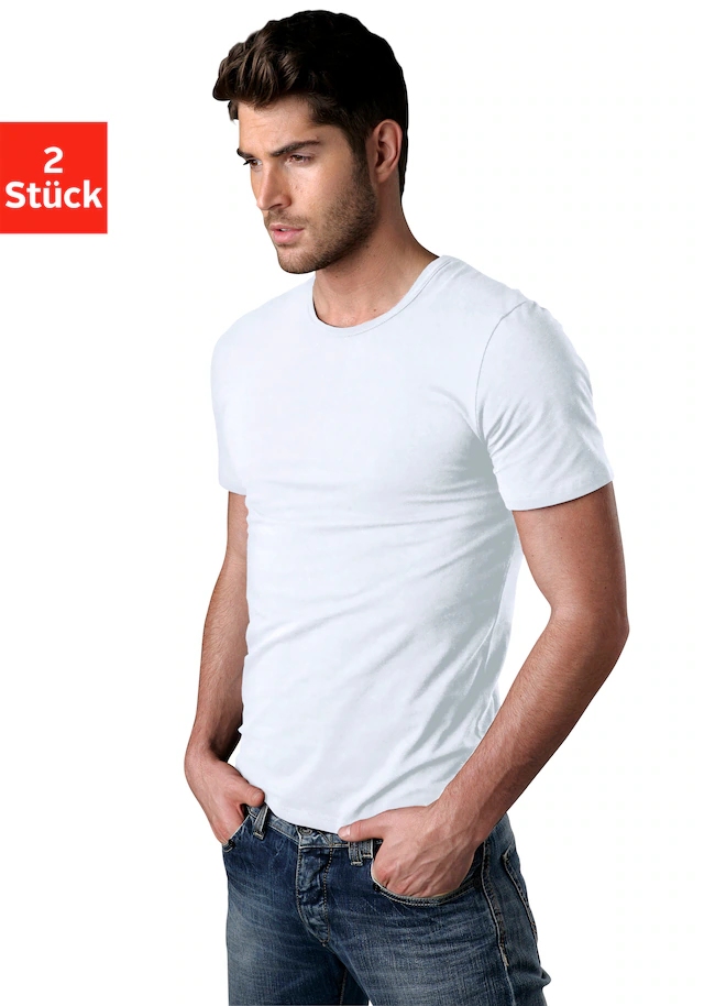 H.I.S T-Shirt 2er-Pack, mit Rundhalsausschnitt perfekt als Unterziehshirt