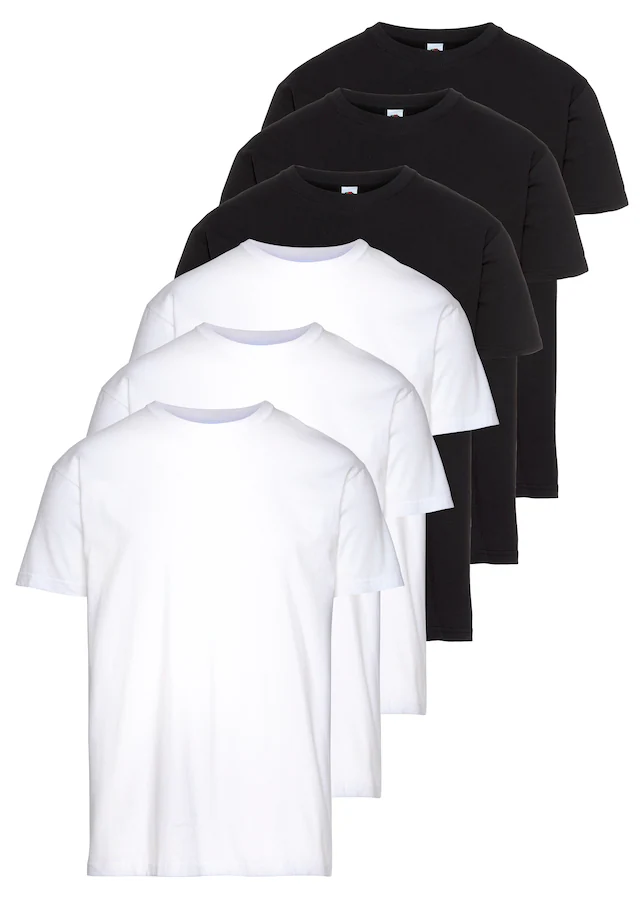 Fruit of the Loom T-Shirt », sechs Stück in unterschiedlicher Farbkomination« Packung, 6er-Pack, 6 Stk. mit Rundhalsausschnitt