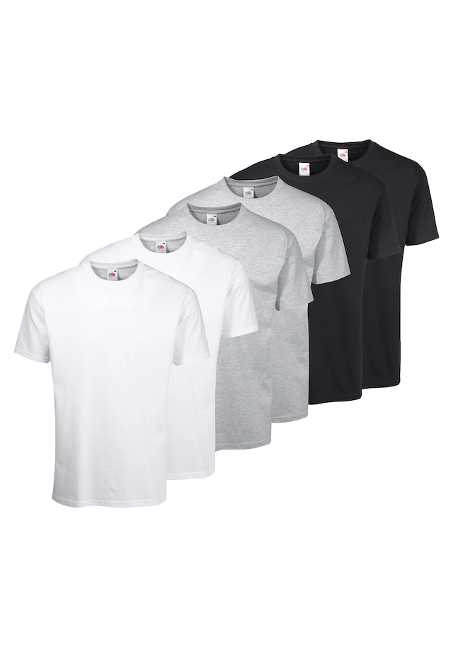 Fruit of the Loom T-Shirt », sechs Stück in unterschiedlicher Farbkomination« Packung, 6er-Pack, 6 Stk. mit Rundhalsausschnitt