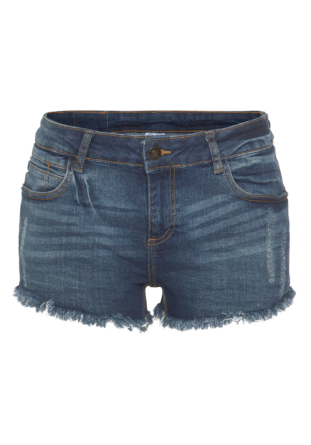 Buffalo Jeanshotpants »aus bequemer Baumwollware« mit Fransen am Saum, Shorts aus elastischer Baumwolle, Sommerhose