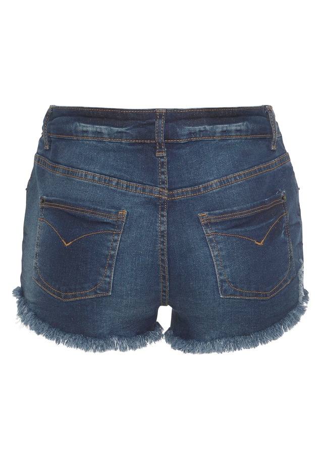 Buffalo Jeanshotpants »aus bequemer Baumwollware« mit Fransen am Saum, Shorts aus elastischer Baumwolle, Sommerhose