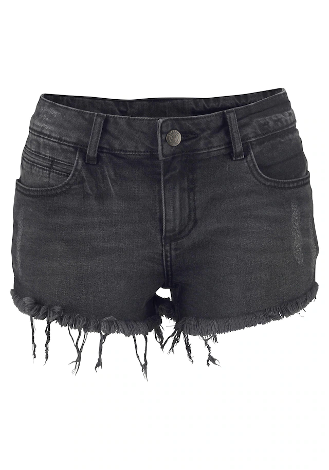 Buffalo Jeanshotpants »aus bequemer Baumwollware« mit Fransen am Saum, Shorts aus elastischer Baumwolle, Sommerhose