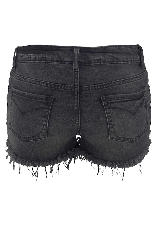 Buffalo Jeanshotpants »aus bequemer Baumwollware« mit Fransen am Saum, Shorts aus elastischer Baumwolle, Sommerhose
