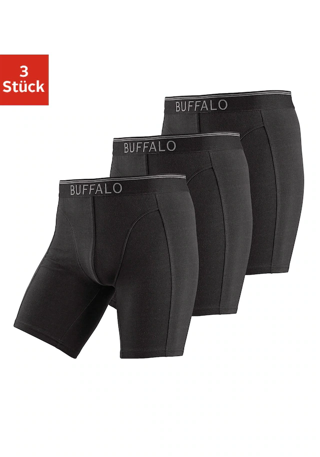 Buffalo Langer Boxer »Boxershorts für Herren« Packung, 3 Stk. mit langem Bein, ideal auch für Sport und Trekking