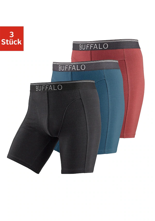 Buffalo Langer Boxer »Boxershorts für Herren« Packung, 3 Stk. mit langem Bein, ideal auch für Sport und Trekking