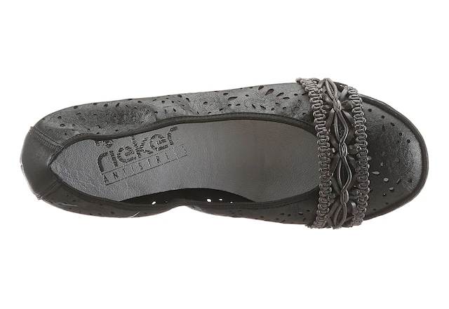 Rieker Ballerina Slipper, Flache Schuhe mit Rundum-Gummizug