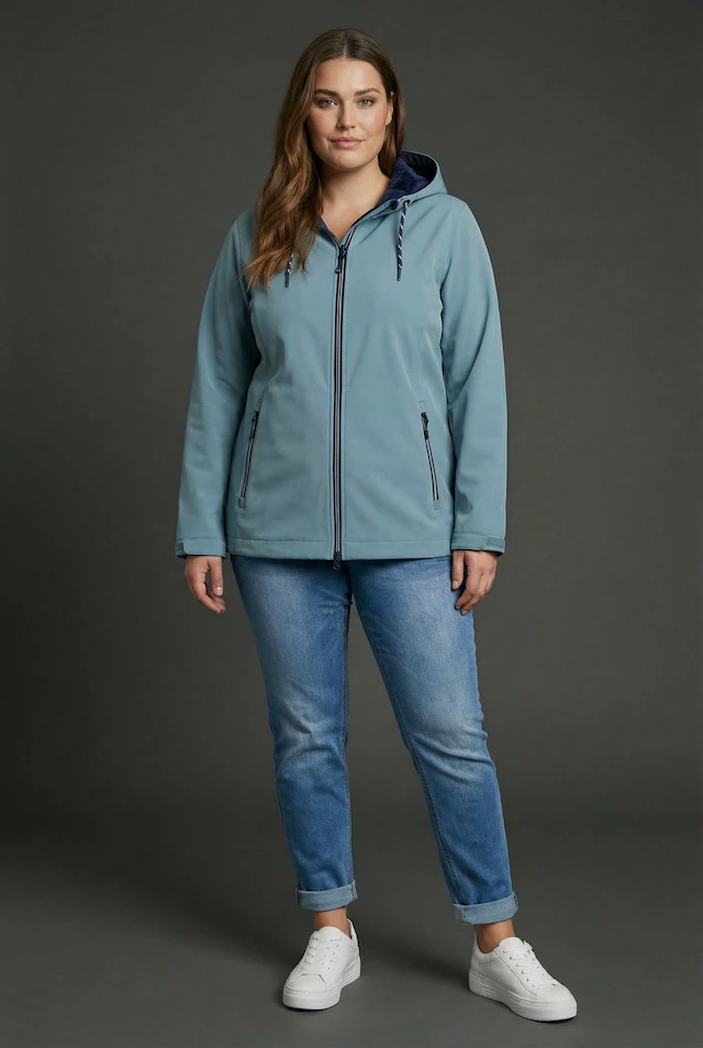 Polarino Softshelljacke mit Kapuze für den Übergang, aus Softshell, wasserabweisend, winddicht