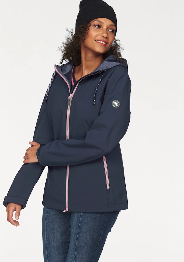 Polarino Softshelljacke mit Kapuze für den Übergang, aus Softshell, wasserabweisend, winddicht