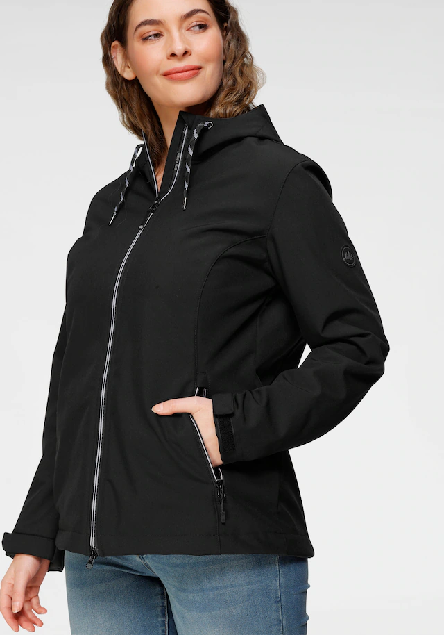 Polarino Softshelljacke mit Kapuze für den Übergang, aus Softshell, wasserabweisend, winddicht