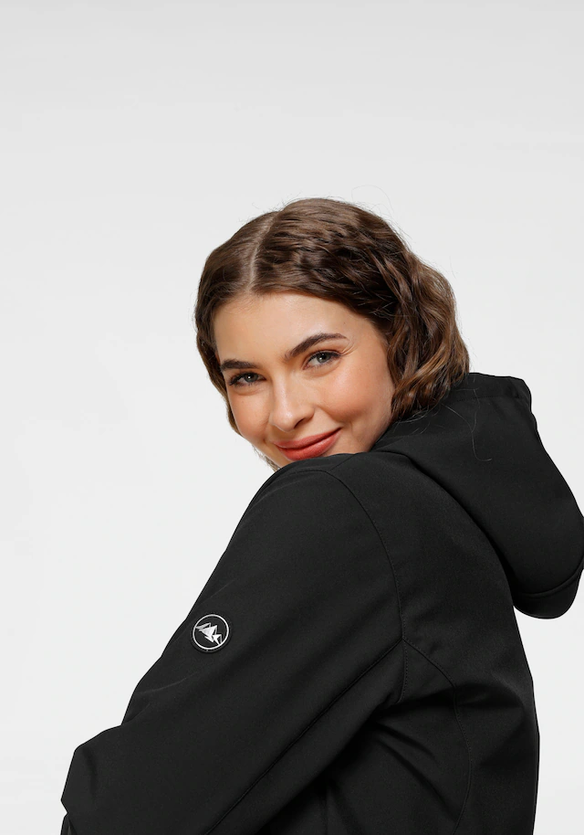 Polarino Softshelljacke mit Kapuze für den Übergang, aus Softshell, wasserabweisend, winddicht