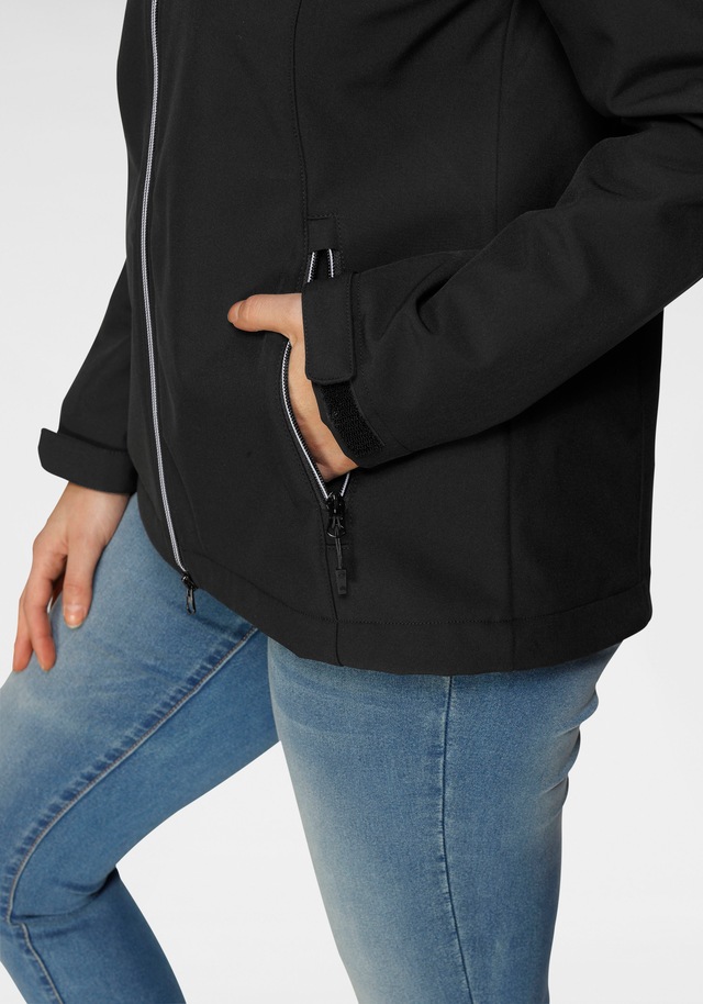Polarino Softshelljacke mit Kapuze für den Übergang, aus Softshell, wasserabweisend, winddicht
