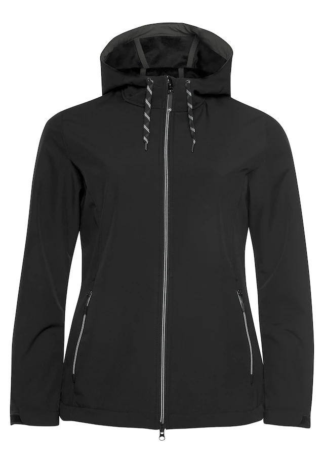 Polarino Softshelljacke mit Kapuze für den Übergang, aus Softshell, wasserabweisend, winddicht