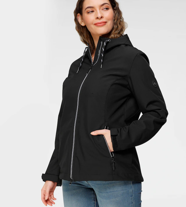 Polarino Softshelljacke mit Kapuze für den Übergang, aus Softshell, wasserabweisend, winddicht