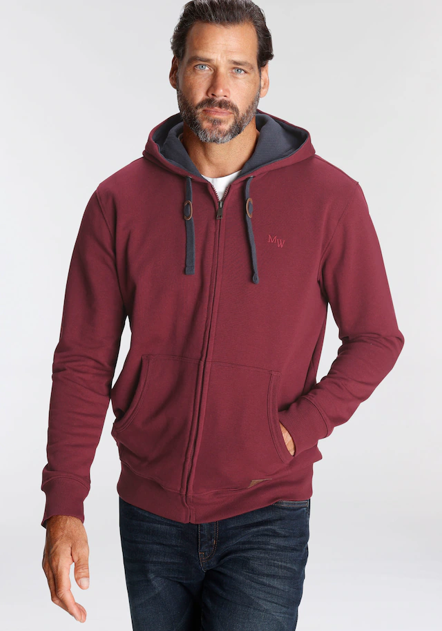 Man's World Kapuzensweatjacke mit kontrastfarbigem Innenfutter
