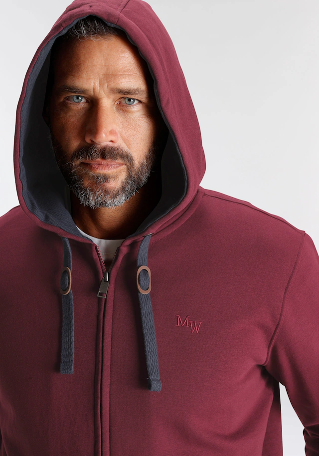 Man's World Kapuzensweatjacke mit kontrastfarbigem Innenfutter