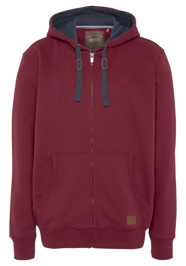 Man's World Kapuzensweatjacke mit kontrastfarbigem Innenfutter