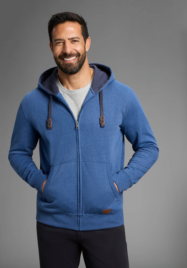 Man's World Kapuzensweatjacke mit kontrastfarbigem Innenfutter