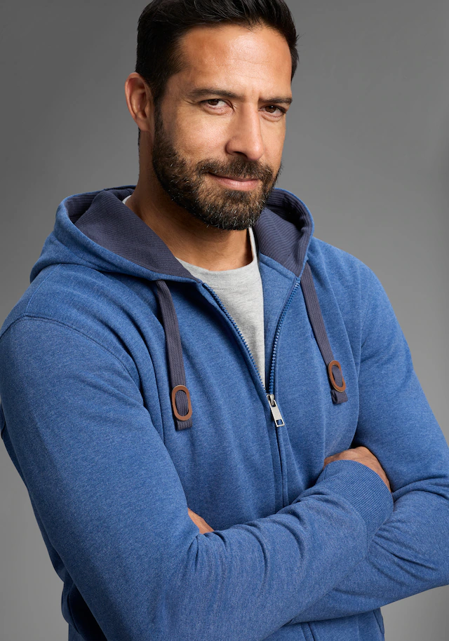 Man's World Kapuzensweatjacke mit kontrastfarbigem Innenfutter