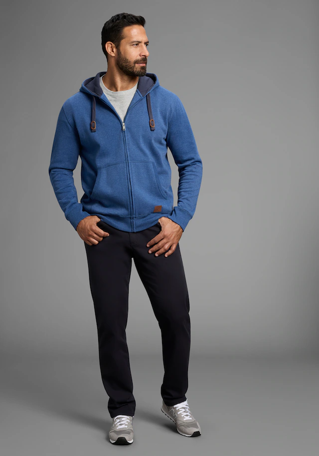 Man's World Kapuzensweatjacke mit kontrastfarbigem Innenfutter