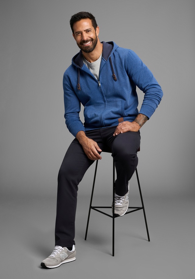 Man's World Kapuzensweatjacke mit kontrastfarbigem Innenfutter
