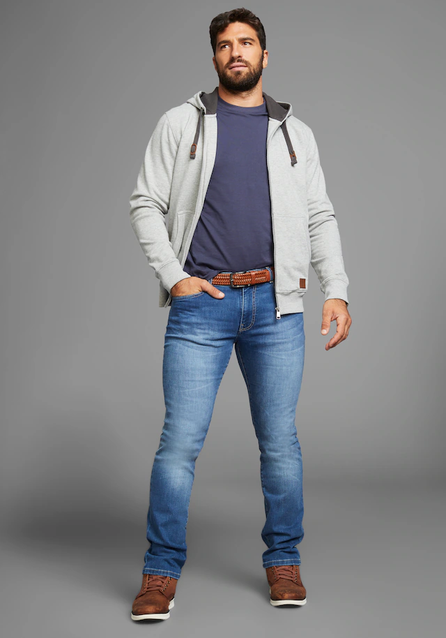 Man's World Kapuzensweatjacke mit kontrastfarbigem Innenfutter