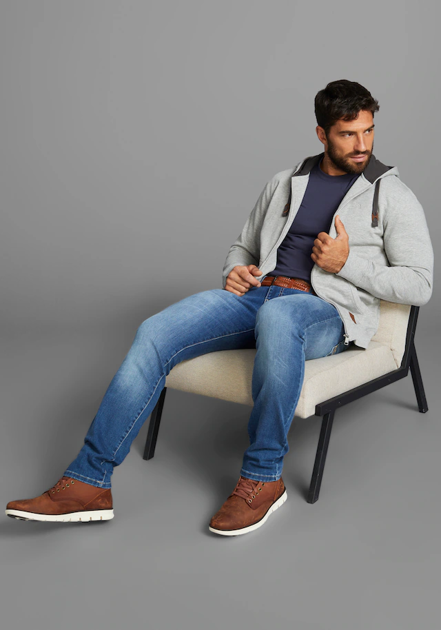 Man's World Kapuzensweatjacke mit kontrastfarbigem Innenfutter