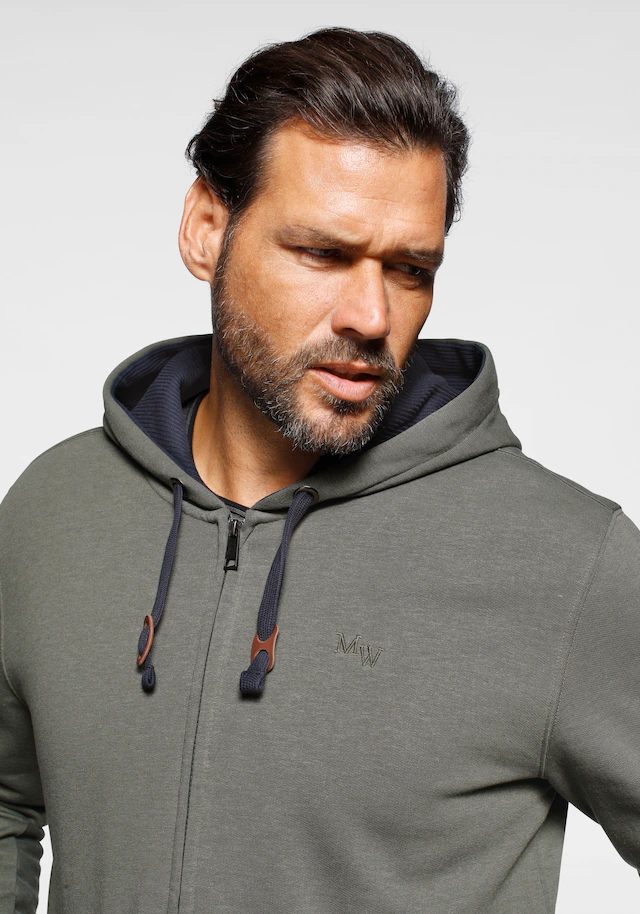 Man's World Kapuzensweatjacke mit kontrastfarbigem Innenfutter