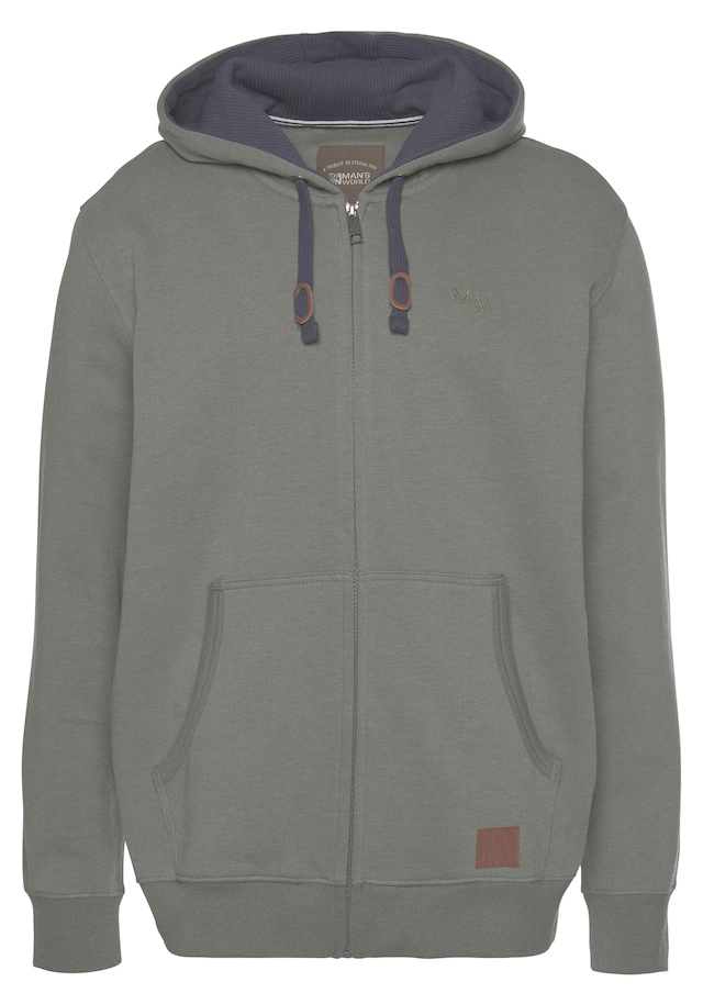 Man's World Kapuzensweatjacke mit kontrastfarbigem Innenfutter