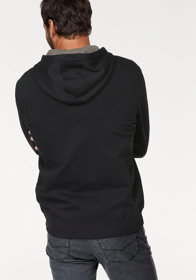 Man's World Kapuzensweatjacke mit kontrastfarbigem Innenfutter