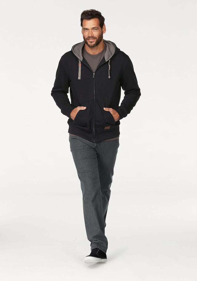 Man's World Kapuzensweatjacke mit kontrastfarbigem Innenfutter