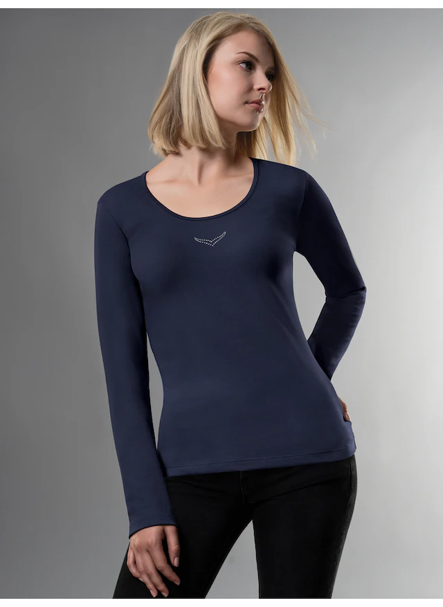 Trigema Longsleeve »TRIGEMA Langarmshirt mit Kristallsteinen« 1 Stk.